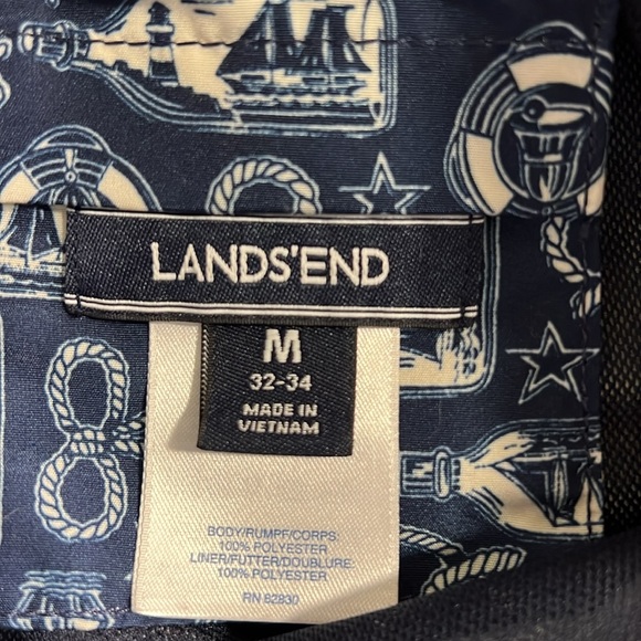Lands’ End Men’s Swim Trunks Size Med. Blue & White Nautical Theme. - Picture 7 of 10